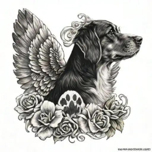 Dog Dog Paw Print With Wings