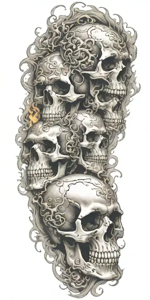 Skulls Surround By Fire