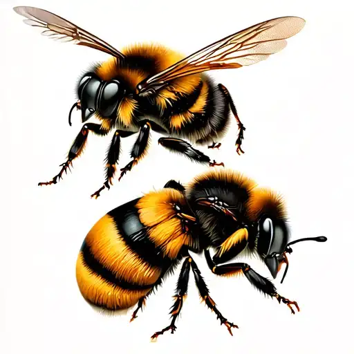A Bumblebee And A Beetle Flying