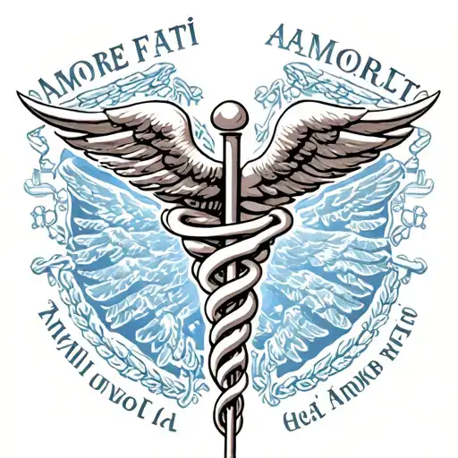 Caduceus With Amore Fati Words Greek Mythology
