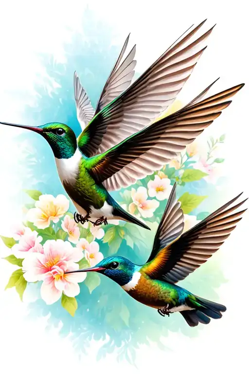 Four Hummingbirds Flying