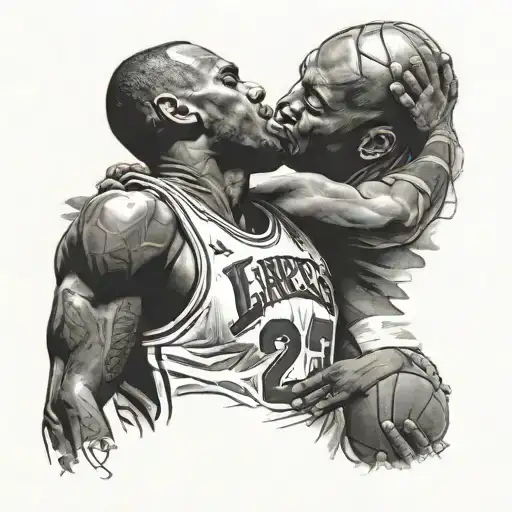 Lebron Kissing Michael Jordan