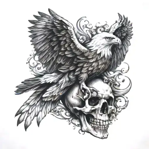 Skull With An Eagle Flying