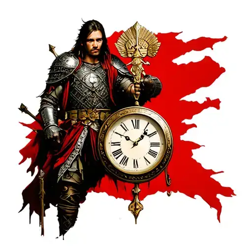 Russia Warrior And A Clock