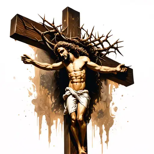Jesus On Cross With Thorn Crown