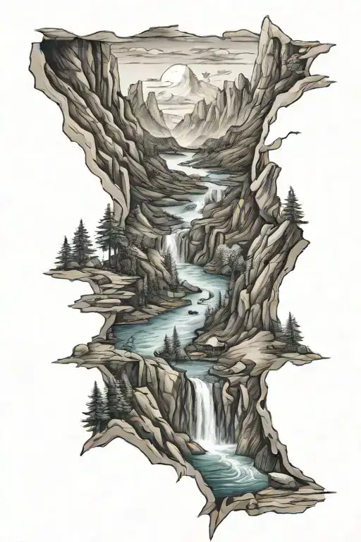 Mountain Range And River Flowing