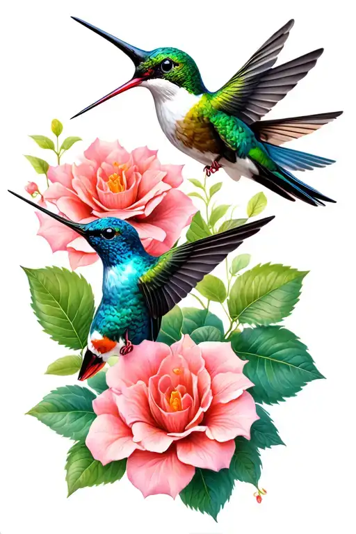 Humming Bird And Begonia