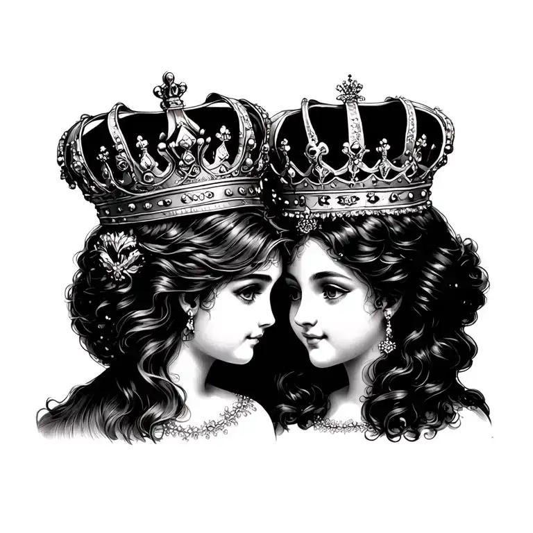 Two Princess Crowns Leaning On One Another
