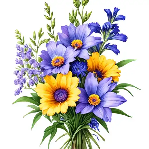 Family Bouquet 1 Aster 1 Larkspur 3 Gladiolus