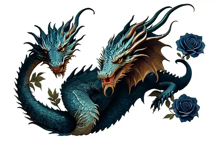 Dragon Surrounded By Roses