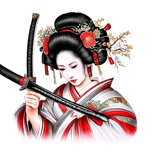 Geisha Holding A Katana