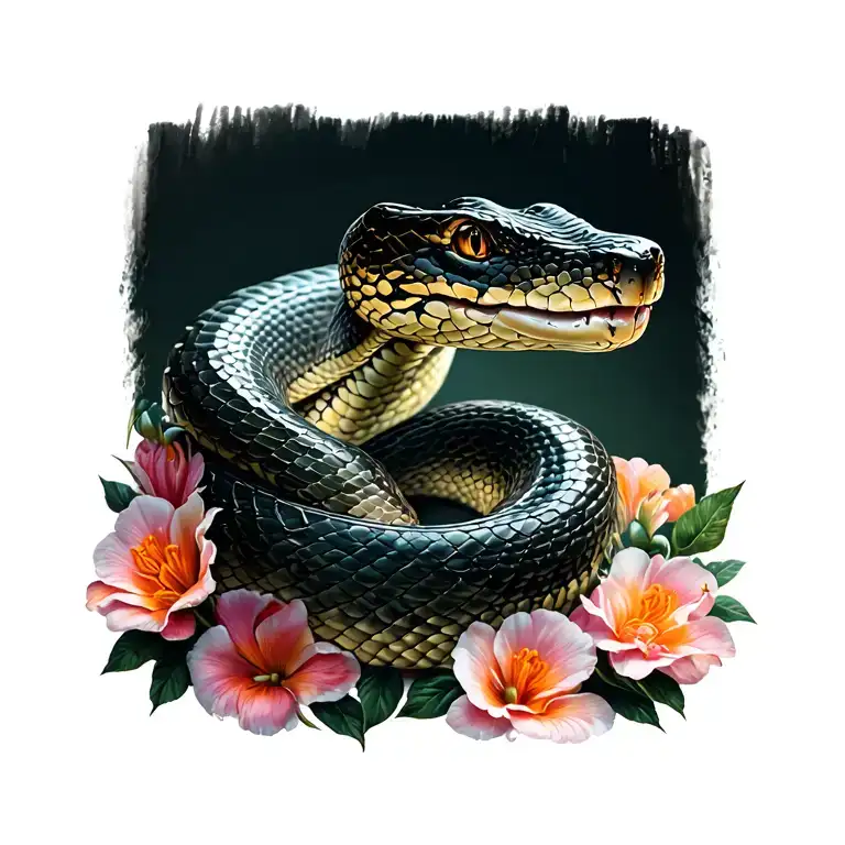 Snake And Flowers