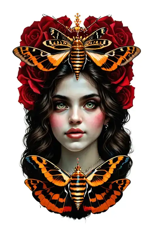 Moth Tatto With Eye On Its Back Tattoo With Queen