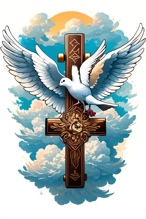 Name And Date Place Clouds A Cross A Skateboard A Dove And Angel Wings