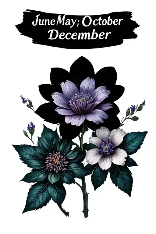 June May Sept October December And Forgetme Not Flowers