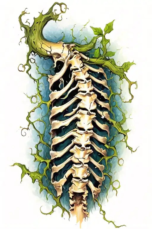Cracking Spine With Vines Growing Around It
