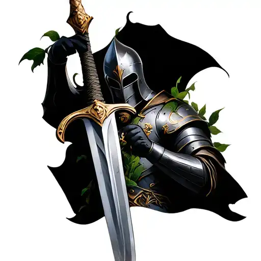 Knight With Sword Intertwined Vines