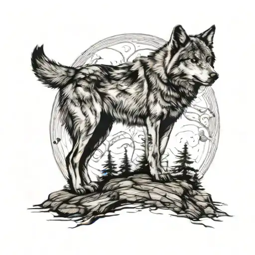 Earth And Lone Wolf Standing Tall