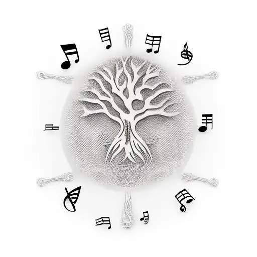 A Microphone And Music Notes Forming A Tree
