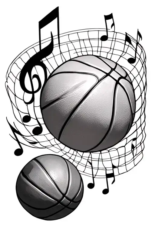 Basketball Surrounded My Music Notes