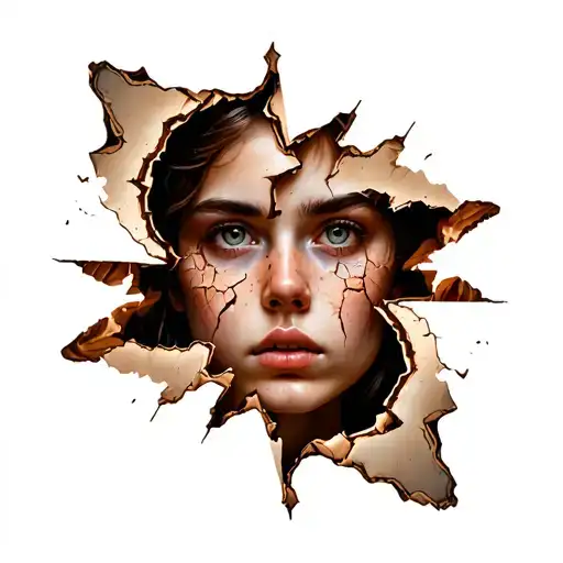 Face Cracked Open With Face Inside Of It
