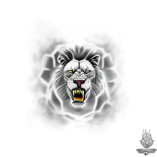 A Tattoo Of A Roaring Lion