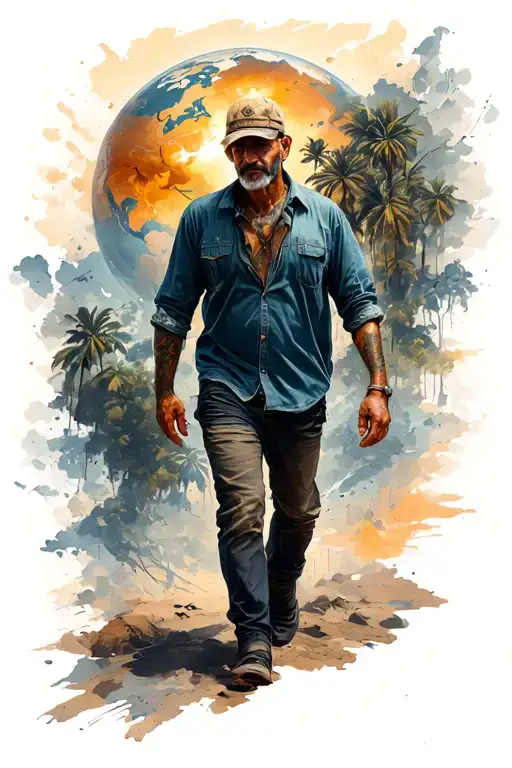 Man World Walking Towards