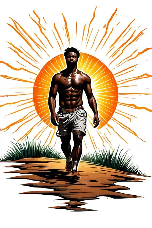 Strong Black Man Walkin Toward The Sun Rising