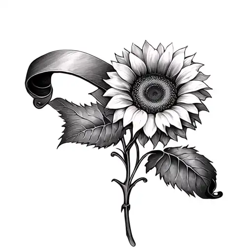 2 Sunflowers With A Scroll Around It