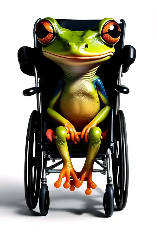 Bobble Head Frog In A Wheel Chair Transformed