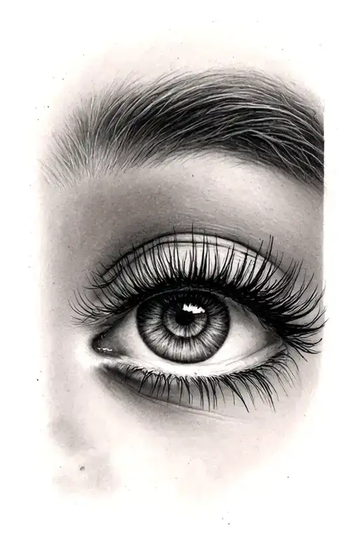 Girl Face Long Eyelashes Look Down