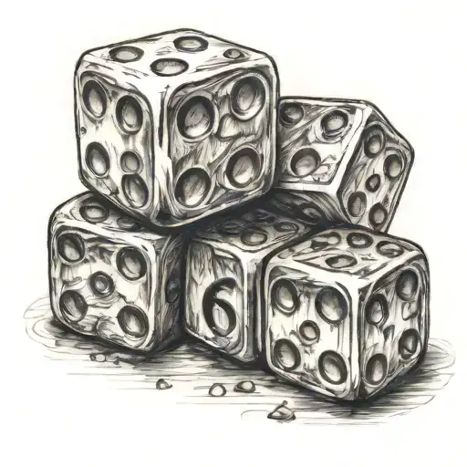 Three Dice On The Number 6