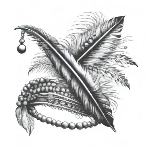 Native American Feather And Beads Wrist Tattoo Band