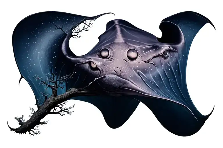 Manta Ray And Nordic Tree Of Life
