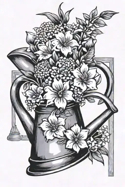 Watering Can With Flowers Growing Inside
