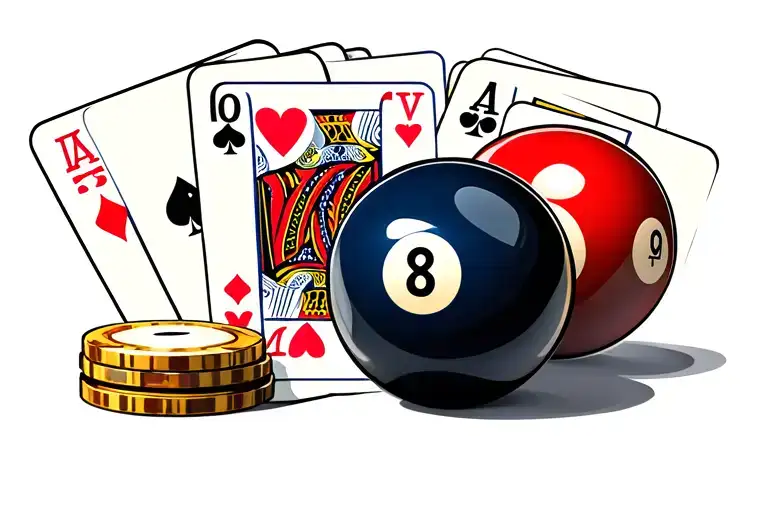 Pool Balls With Playing Cards