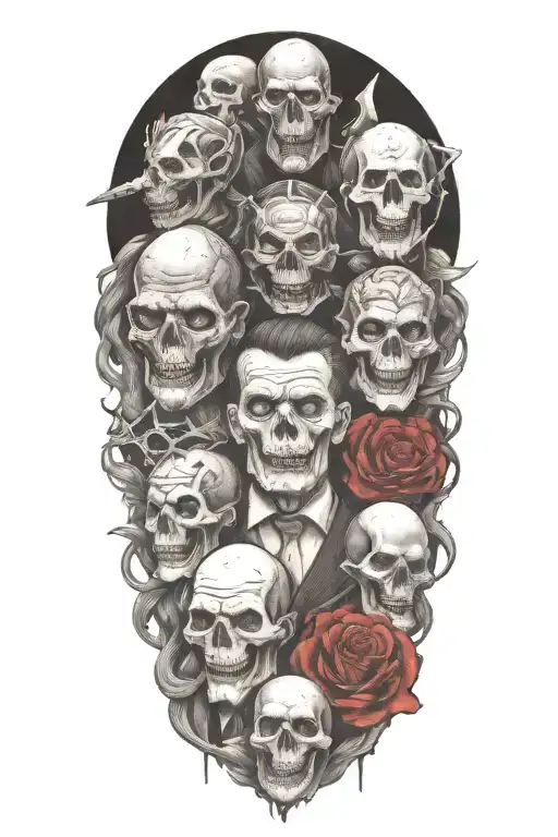 Horror Movie Inspired Tattoo Featuring Iconic Symbols