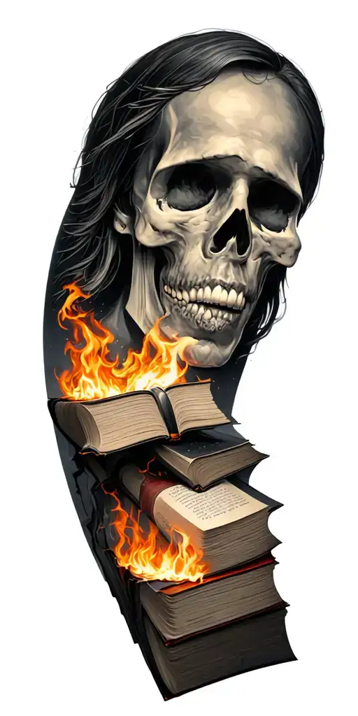 Broken Road Leading To Book On Fire