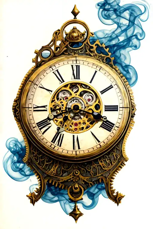 Antique Clocks With Smoke And Metal Gears