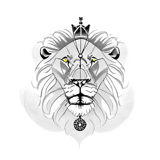 Lion With A Crown And A Compass
