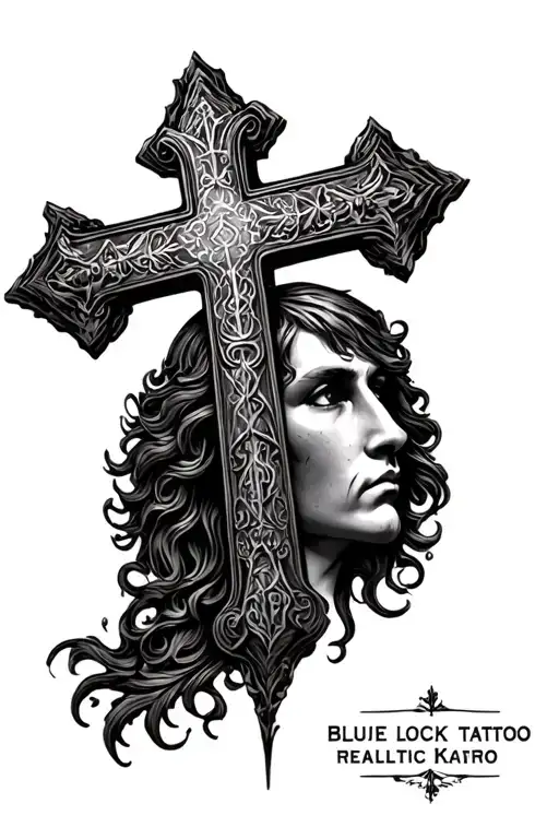 Kaiser From Blue Lock Tattoo With A Cross Embedded