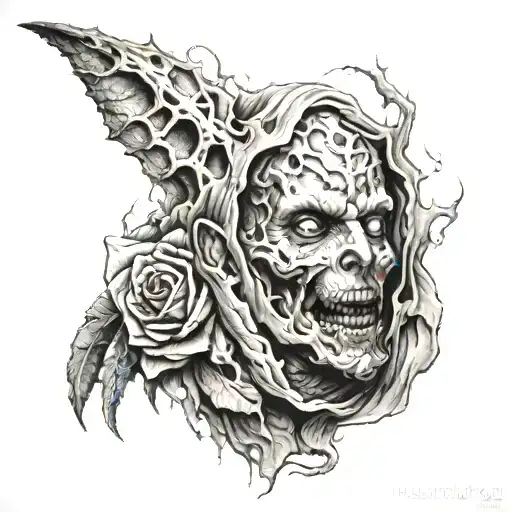 Half Sleeve Tattoo With A Horror Theme