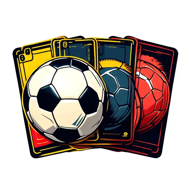 Football Reffery With Ball And Yellow And Red Cards