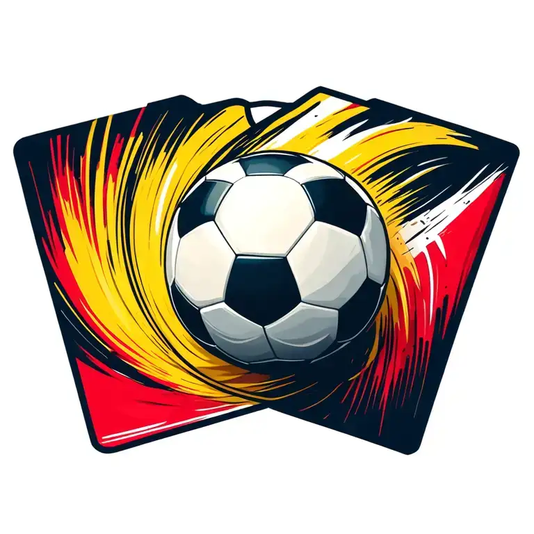 Football Reffery With Ball And Yellow And Red Card