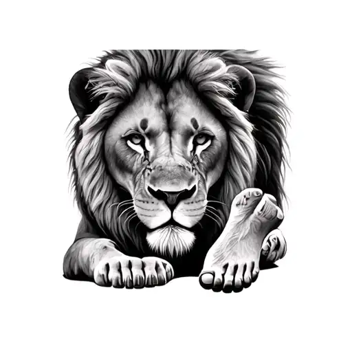 Lion With A Baby Foot And A Watch