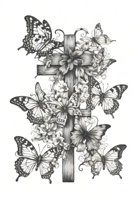Cross With Butterflies Wrapping Around