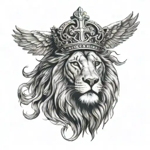 Lion Of Judah Rasta Lion With Orthodox Coptic Cross In Background