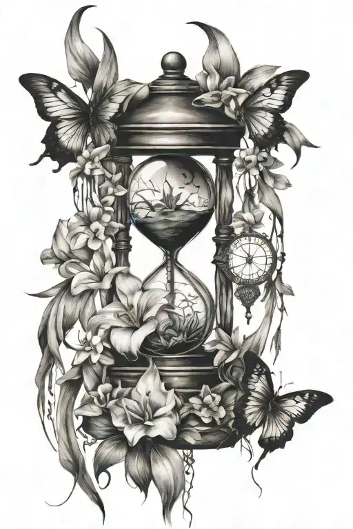 An Hourglass Moon Dream Catcher Filled With Gladiolus And Butterflies