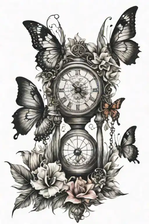 An Hourglass Dream Catcher Filled With Gladiolus And Butterflies