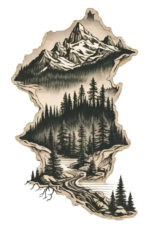 Subalpine Mountain And Forest Scene